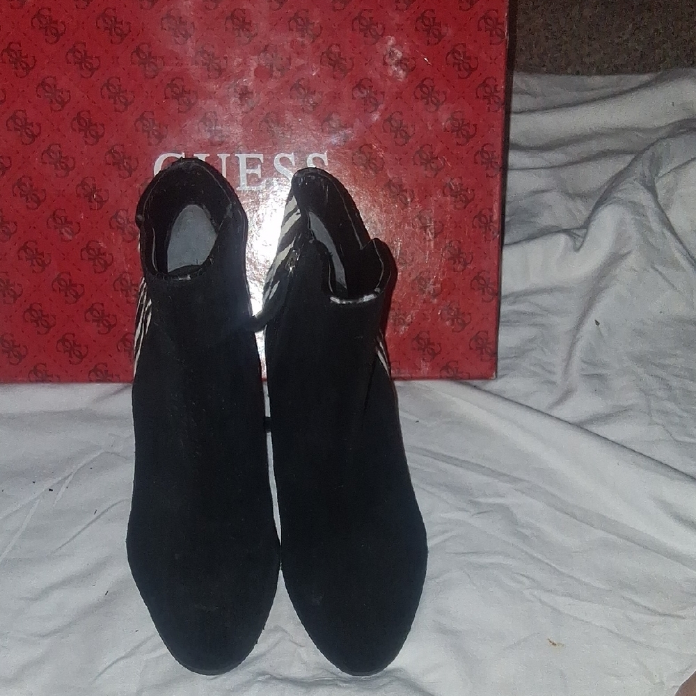 Guess Black Suede Ankle Boots Versatile Design
